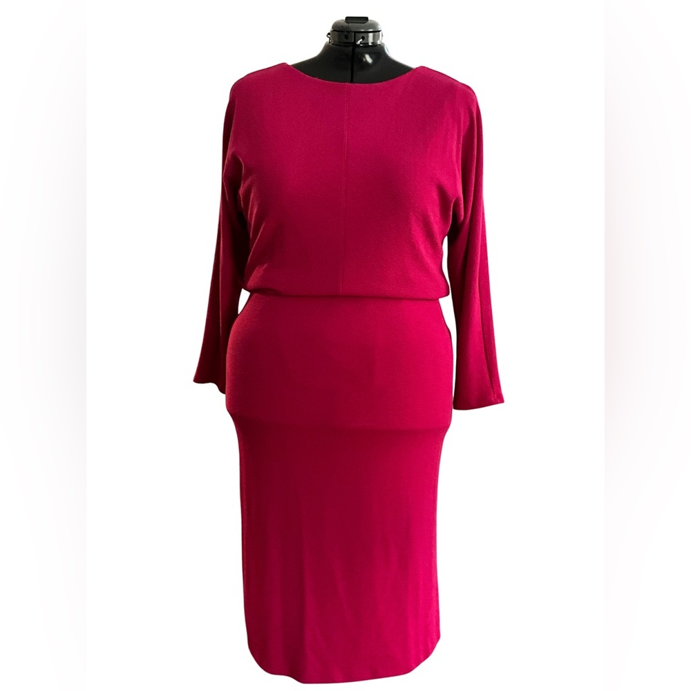Heidi Daus Dolman Sleeve Blouson Dress Magenta 1X NWT Designer Hot Pink - Picture 5 of 7